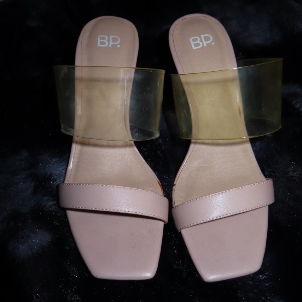 BP Naomi Block Heel Slide Sandals Nude